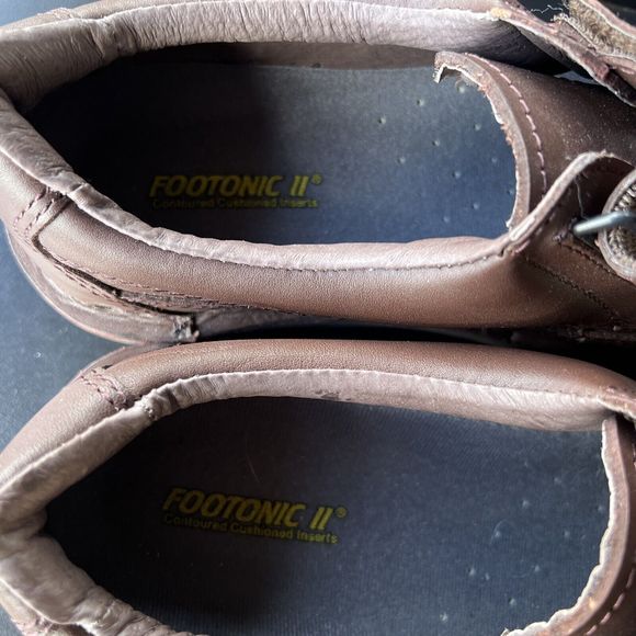 FOOTONIC II Mens Eva-Tech Quick Grip Walkabout Size 8.5 Brown Leather Shoes - Picture 2 of 6